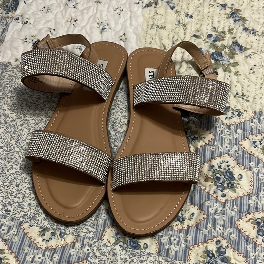 Steve Madden Tan and Silver Strappy Sandals